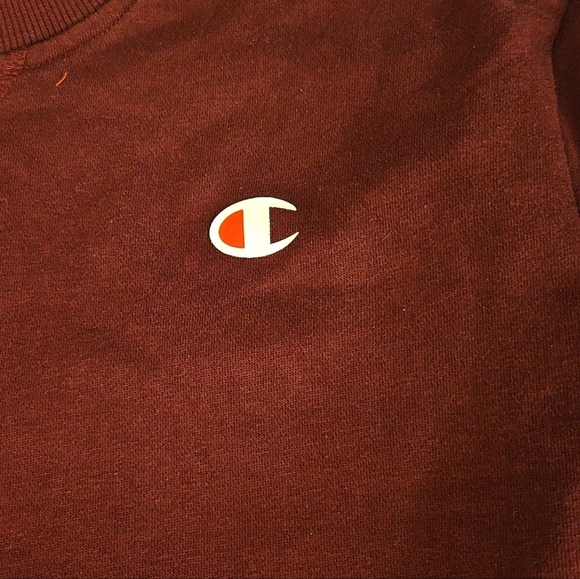 Champion Sweatshirt Men's Large Burgundy Crewneck Pullover Long Sleeve Logo - Picture 3 of 4